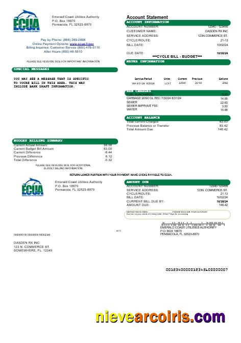 USA ECUA business utility bill